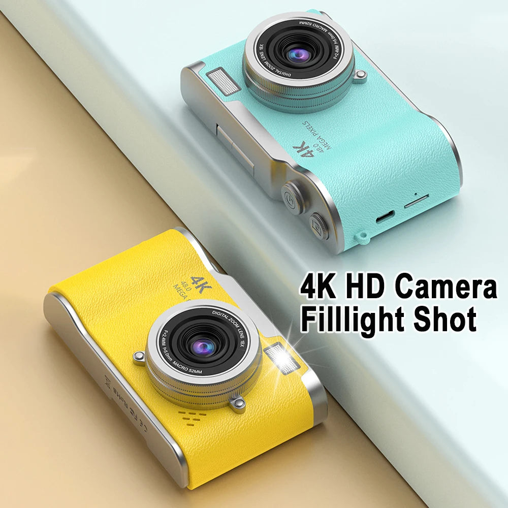 Appareil photo numérique 4K CCD — 8x zoom, 48MP, compact, 180° écran rabattable, selfie, étudiant