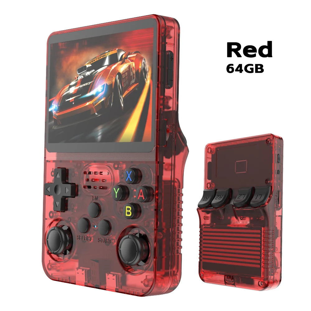 R36S ARKOS Consola de videojuegos portátil retro de 3,5 pulgadas IPS con múltiples colores disponibles, pantalla de reproductor portátil, 64GB de juegos