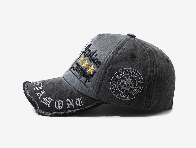 Gorra de béisbol retro desgastada informal para deportes al aire libre para cuatro estaciones, gorra de sol de primavera y otoño, gorra bordada con letras para hombres