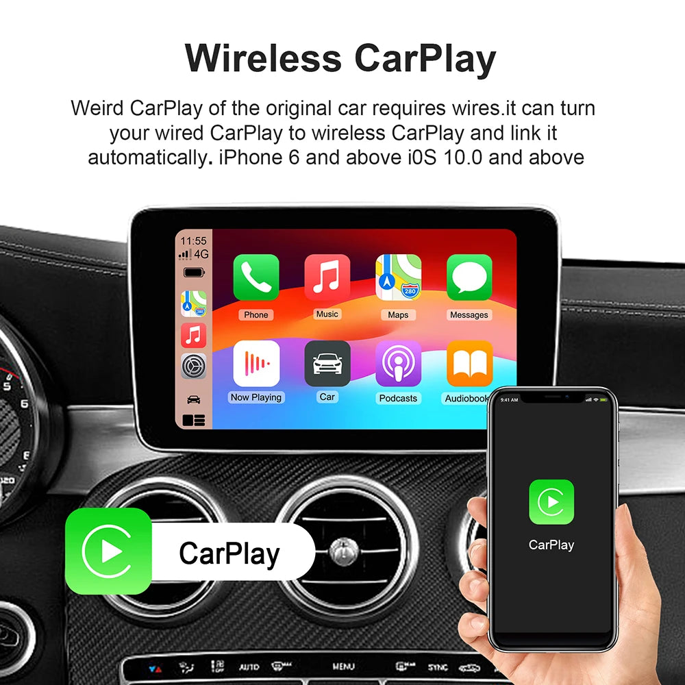 Adaptador inalámbrico 3 en 1, Android 13, AI Carplay, Android Auto, OEM, con cable a caja inalámbrica CarPlay, rápido, alérgico, prometedor Netflix