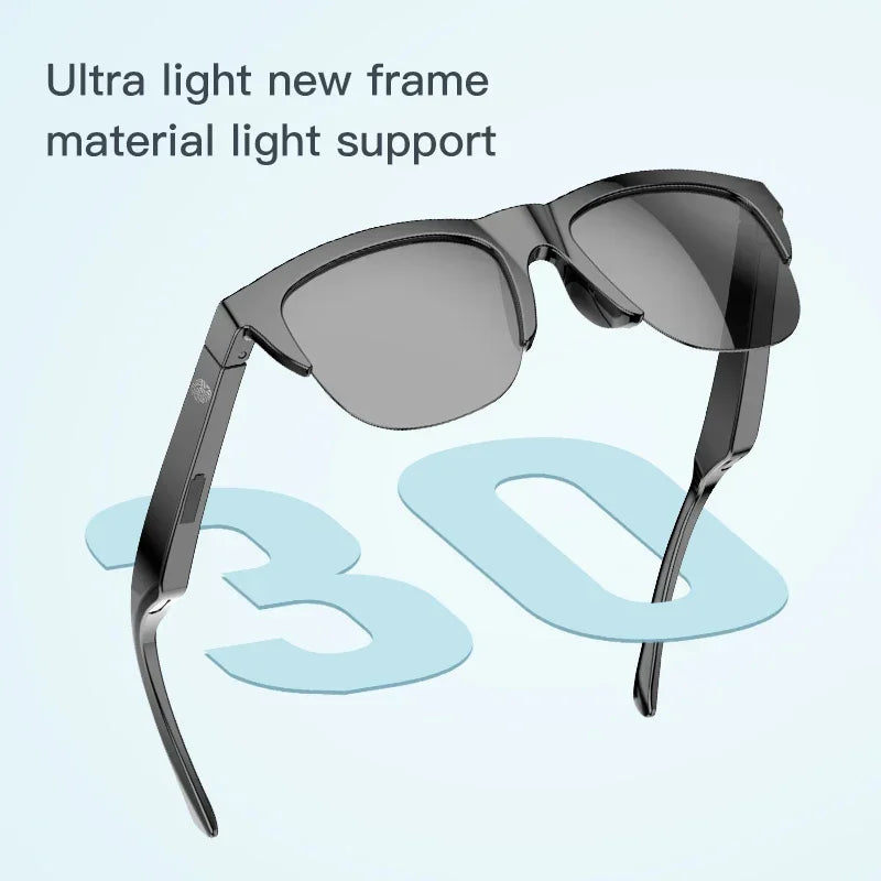 Nuevas gafas de sol Smart Bluetooth V5.3 con función de llamada, auriculares HIFI para deportes al aire libre, tecnología Anti-touch UV negra para hombres y mujeres