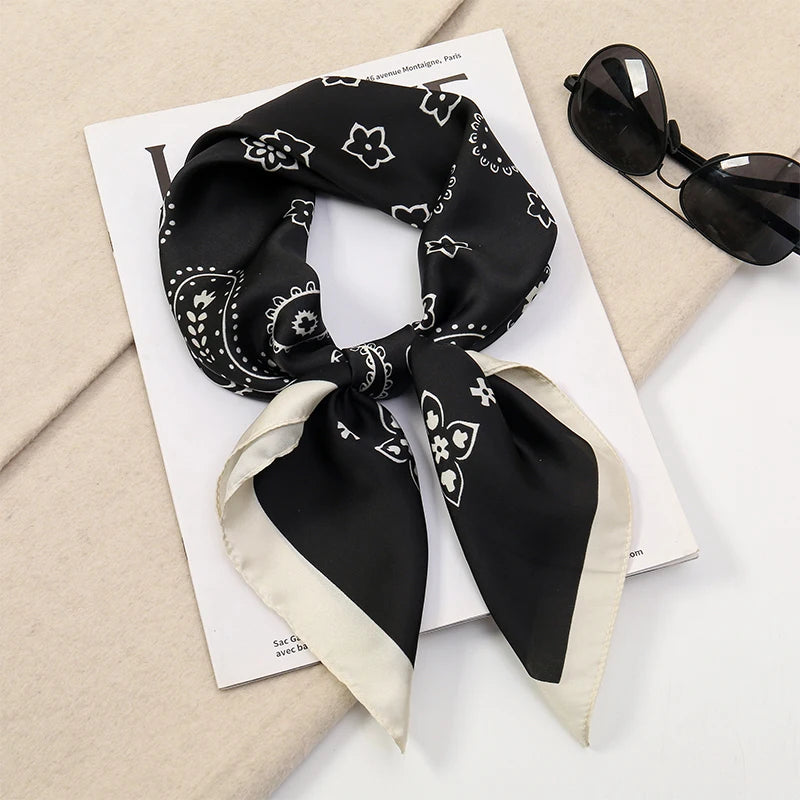 Foulard carré hijab pour femme imprimé populaire — étoles plage, châle, bandeau cheveux