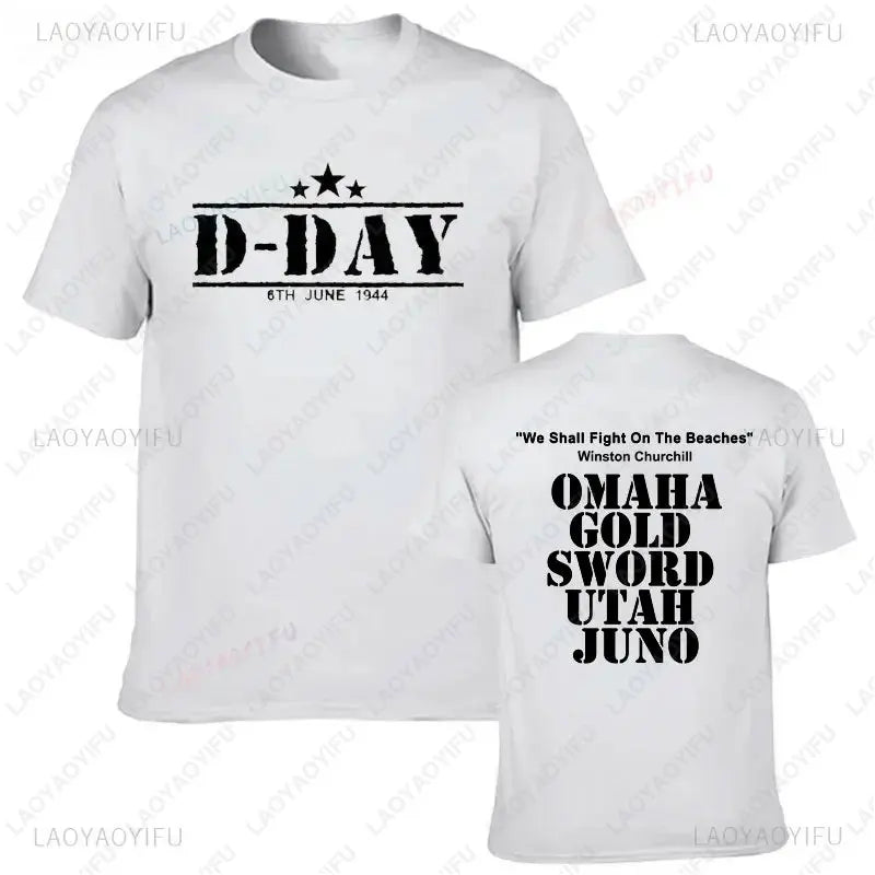 Camiseta divertida de algodón para hombre, con estampado vintage, D-DAY 2026, Ejército 1944, Normandía, militar, CHURCHILL BEACHES
