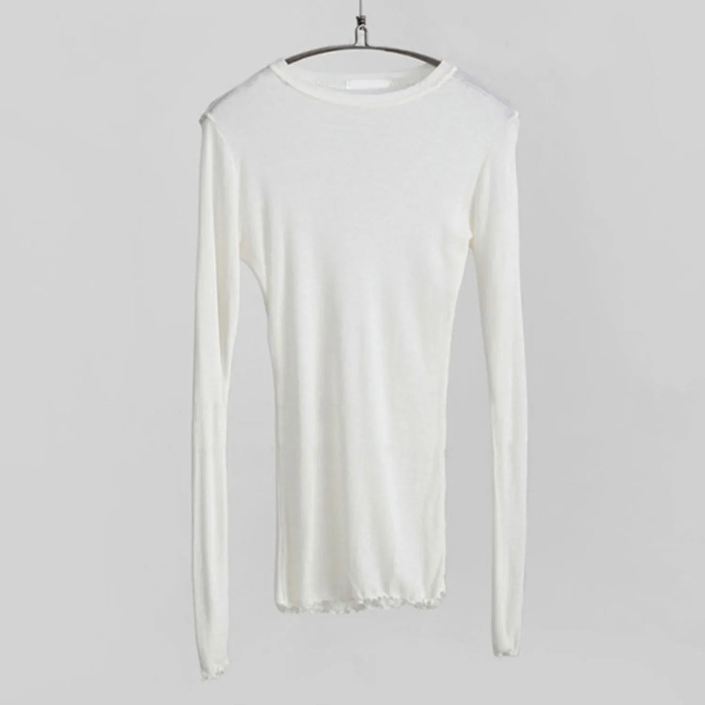 T-Shirt Transparent Sexy Manches Longues Femme — Élastique Coupe Ajustée Soirée