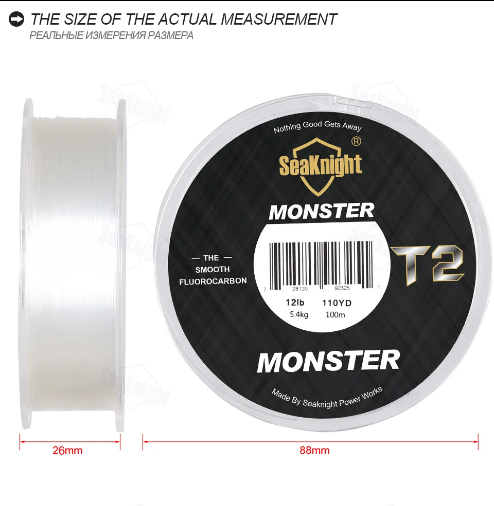 SeaKnight marque MANSTER T2 série 100% ligne de pêche en fluorocarbone 100M, ligne en Fiber de carbone 3-35LB mise à niveau ligne coulante pêche en mer