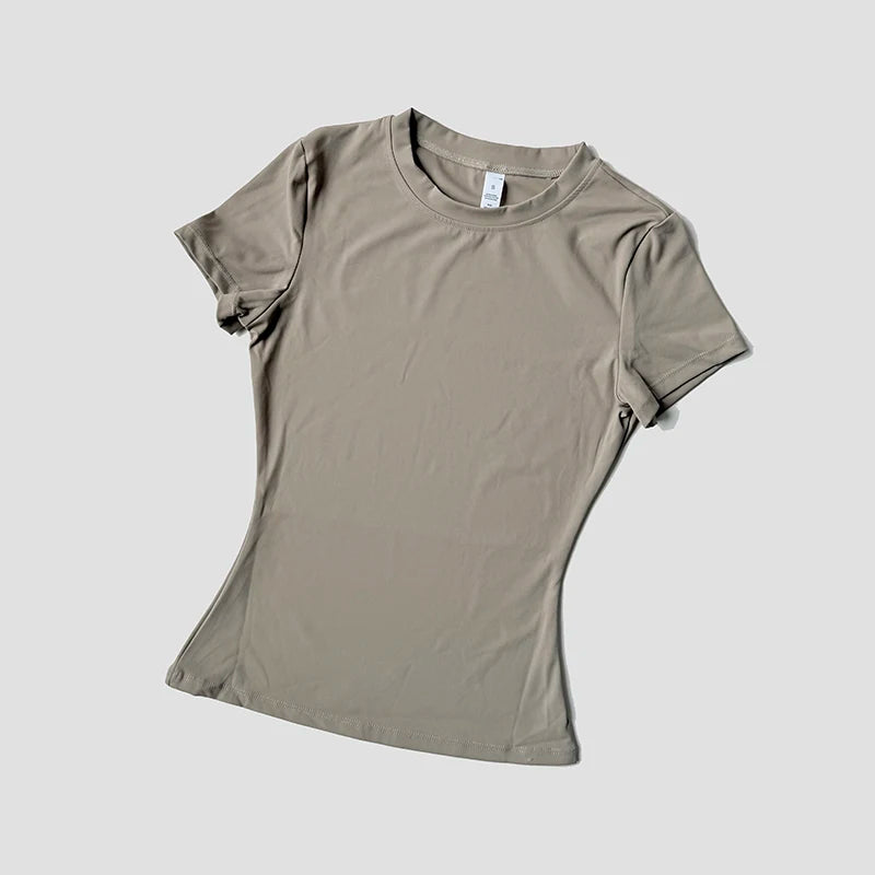 Top de yoga sin costuras para mujer, camiseta deportiva, ropa de fitness, camiseta de yoga de manga corta, top de gimnasio, ropa activa de running