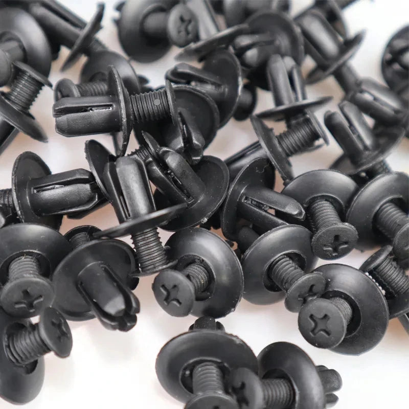 Car Plastic Rivets, 8mm Hole Black Push Clip Vehicle Door Trim Panel Retainer Fastener Car Accessory, 50 Pieces