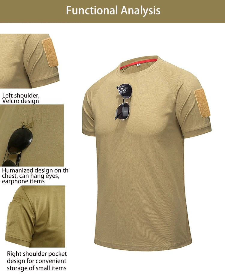 T-Shirt d'été à col rond pour hommes, séchage rapide, respirant, tactique, Camping, Trekking, randonnée, escalade, Sport à séchage rapide