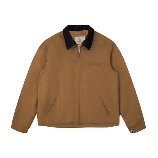 DAFEILI Otoño Invierno J30 Chaqueta informal forrada Vintage lona lavada Detroit ropa de trabajo