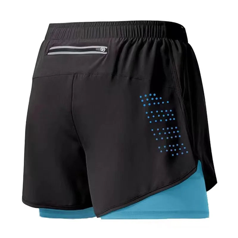 Short de course pour hommes, séchage rapide, Fitness, noir, Double couche, nouveau Sport, entraînement, musculation, pantalon court