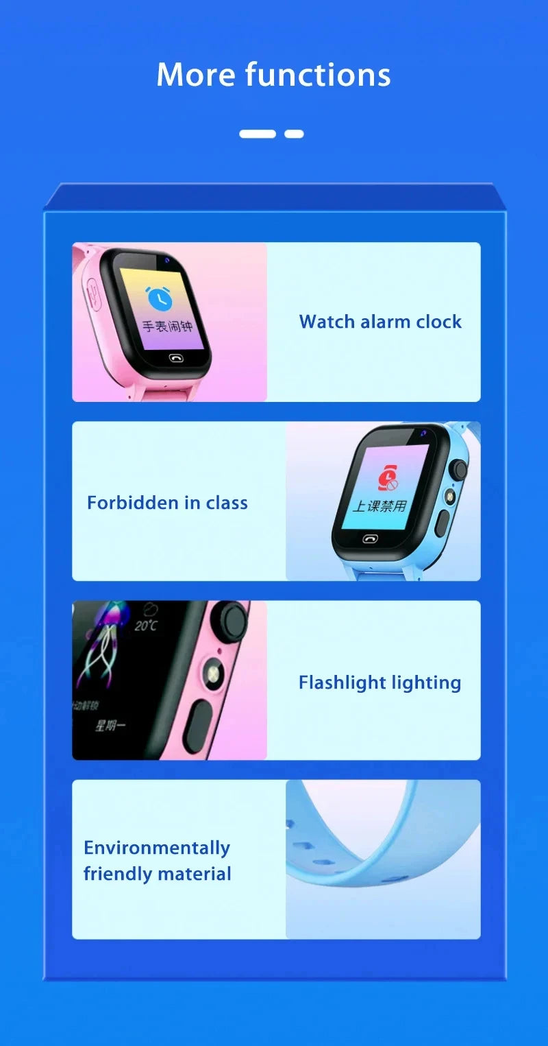 Montre connectée enfants 2026 — SOS, GPS, carte SIM, appel, caméra, étanche, cadeau