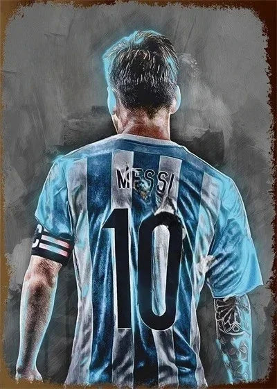 Affiche Métal Aluminium Étoile Football — Décoration Murale Bar, Club & Salon