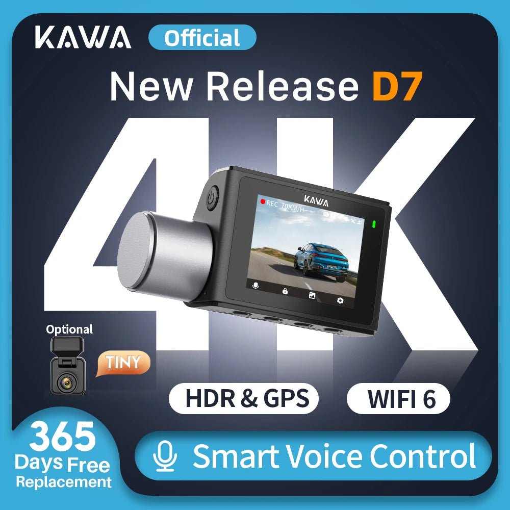 Dashcam 4K Avant & Arrière WiFi6 — Commande Vocale Enregistreur Application