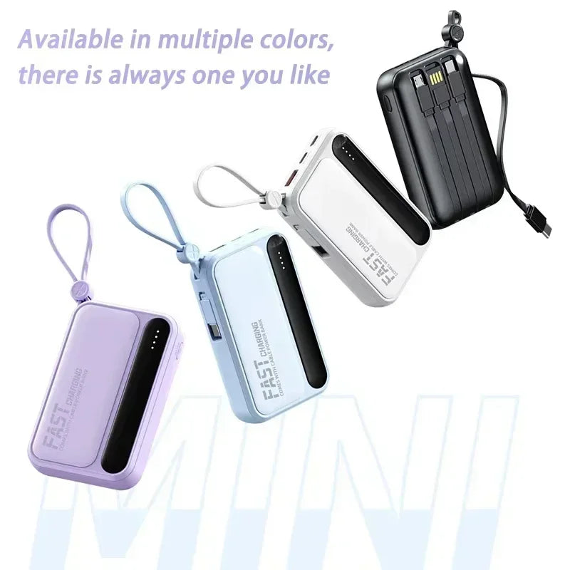 Banque d'alimentation VIVO 500000mAh, grande capacité, charge ultra-rapide, batterie externe portable, 4 câbles intégrés pour tous les téléphones