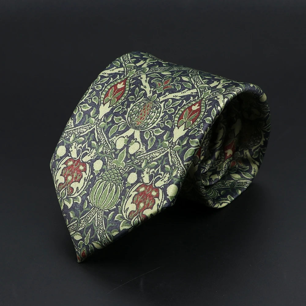 Men's Vintage Digital Print Ties, Floral Pattern, Artificial, Forest, Soft, Retro, Casual, Accessory, 8cm