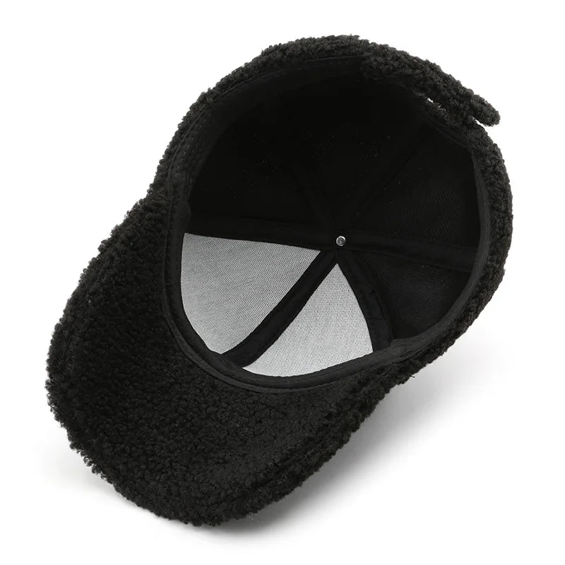 Casquette de baseball en laine d'agneau verte — lettres dorées, trucker, hiver, femme et homme