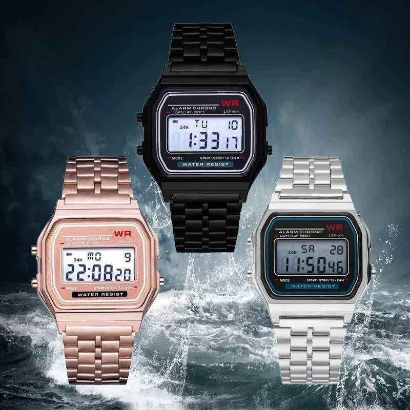 Stainless Steel Watch Bracelet Women's Watches Men's Watch Business Clock Multifunction LED Digital Sport Wristwatch Electronic Clock