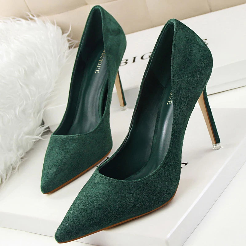 BIGTREE-Zapatos de tacón alto de aguja con punta para mujer, calzado informal a la moda