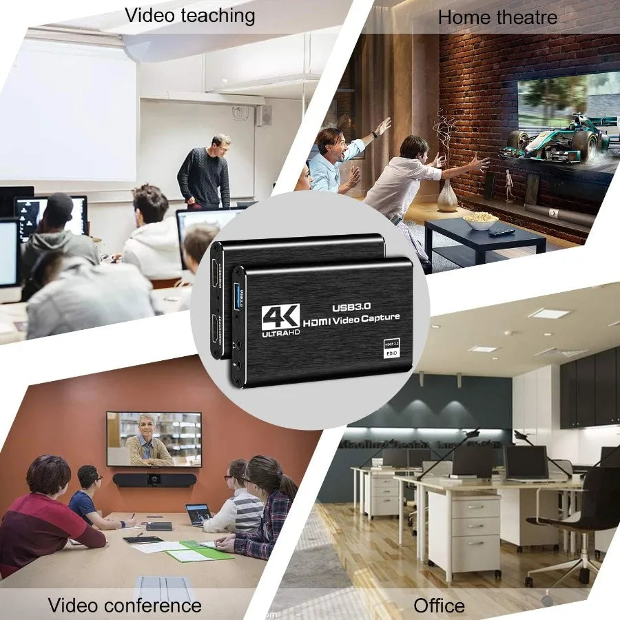 Carte d'acquisition vidéo 4K USB 3.0, enregistreur vidéo HD 1080P compatible HDMI, pour PC PS4 OBS, enregistrement de jeu, micro Audio