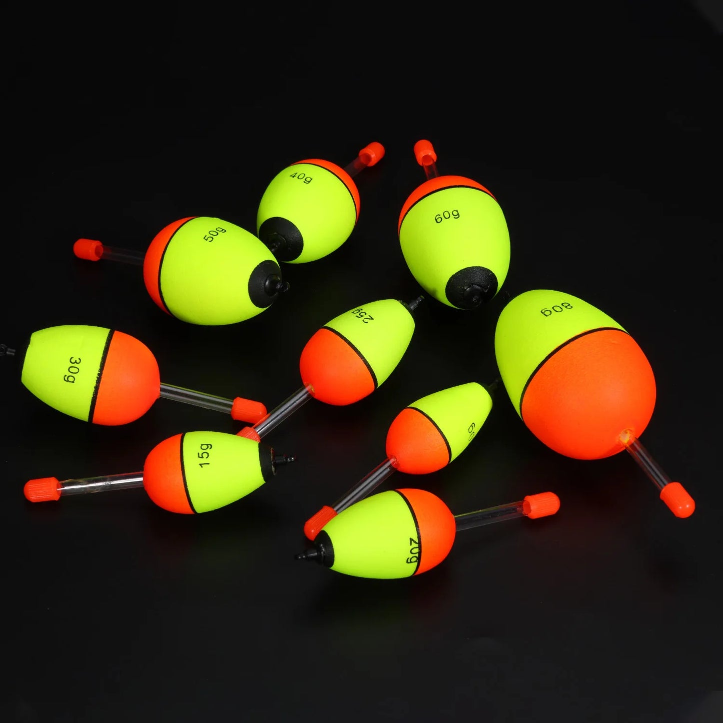 Sougayilang 5 pièces bouée de pêche veilleuse avec haute visibilité EVA Double ruban grande boule de ventre pour la pêche de nuit et longue portée