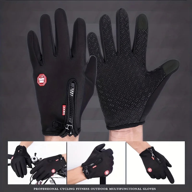 Gants d'hiver pour hommes et femmes, écran tactile, chauds, pour cyclisme en plein air, conduite, moto, gants froids, coupe-vent, antidérapants