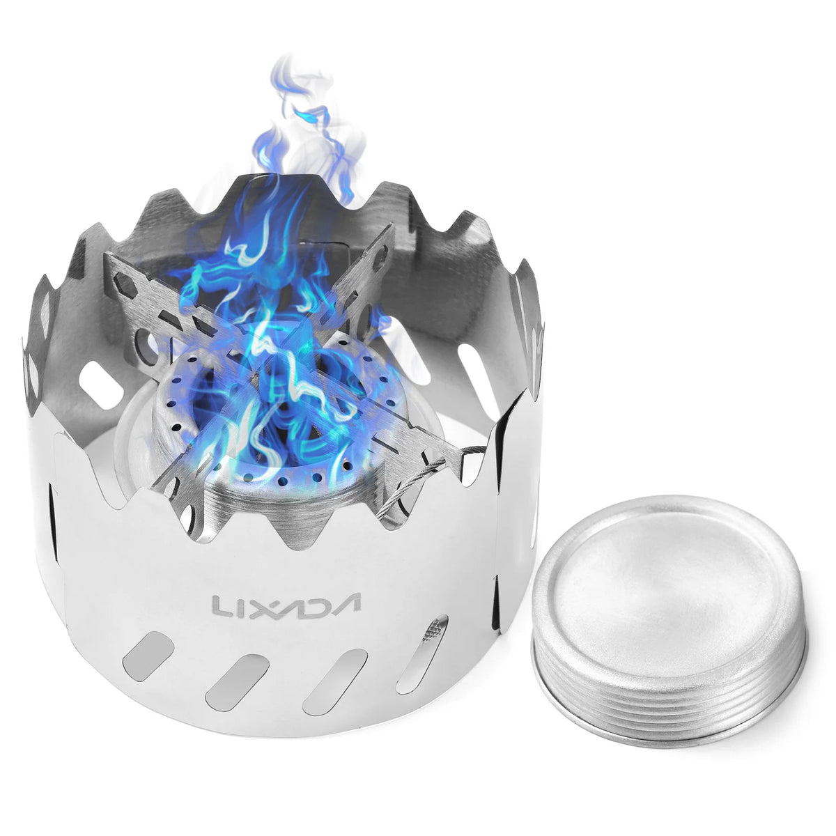 VEXADA-Mini réchaud portable en aluminium de 100ml, avec couvercle, support en croix et pare-brise, pour la survie au camp