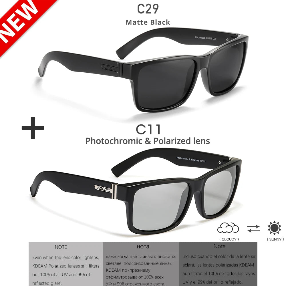 Lunettes de soleil sport polarisées — couleurs choquantes, conduite extérieur, photochromiques, avec boîte