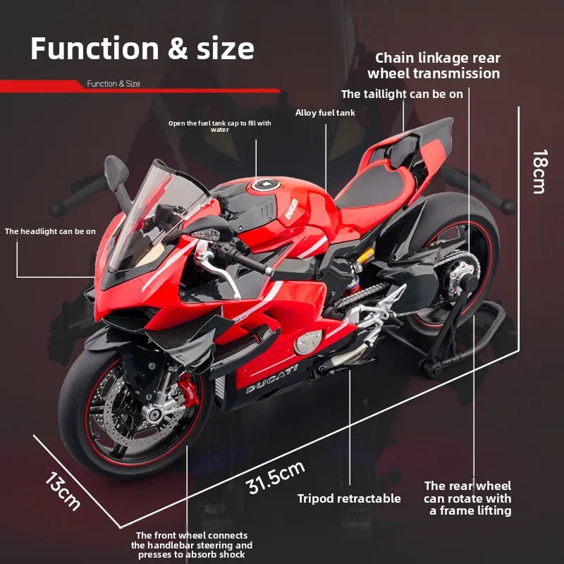 Aerosol de fundición a presión 1:7 Ducati Superleggera V4, colección de modelos de superbikes, coche en miniatura, adorno, regalo para novio, vehículo de juguete