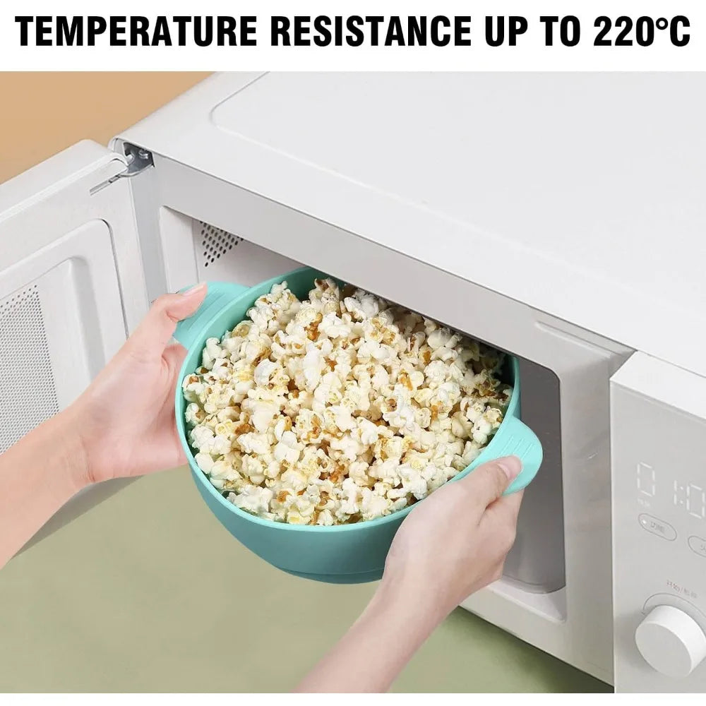 Palomitas de maíz de silicona para microondas, plegable con tapa, cubo de palomitas de maíz DIY, apto para lavavajillas, para el hogar, herramienta de cocción para ver películas