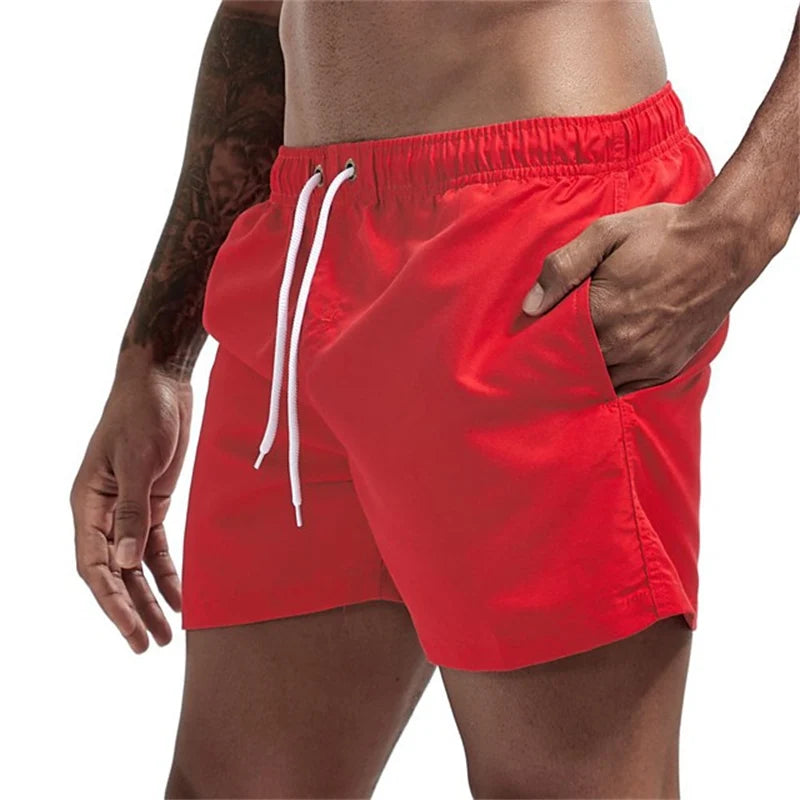 Maillot de bain pour hommes avec doublure en maille poches latérales short de plage solide séchage rapide léger cordon de serrage short de bain maillot de bain d'été