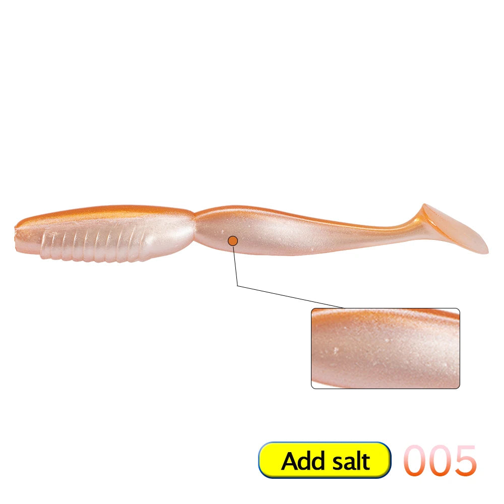 D1 nouveau filature Shad ver 125mm 12g échantillons de pêche au bar leurre noueux poisson Silicone plastique souple appât avec sel t-que