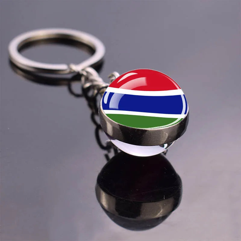 Porte-clés drapeau africain, algérie, somalie, tunisie, maroc, egypte, drapeau National, pendentif boule de verre Double face, cadeau