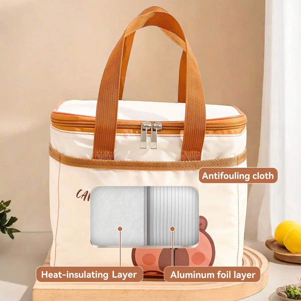 Sac à déjeuner isolé Capybara mignon pour étudiant enfant, sac thermique Portable de grande capacité étanche pour aliments, sac isotherme réutilisable pour pique-nique