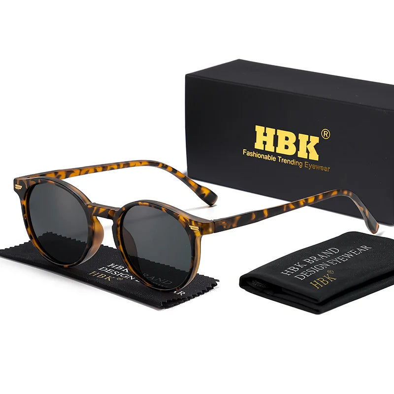 HBK Gafas de sol polarizadas redondas para hombre, montura TR90 a la moda, gafas de sol deportivas para mujer, protección UV400, gafas de sol para hombre
