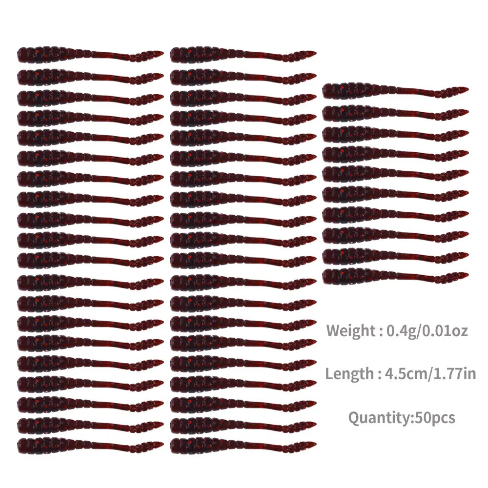 Hengjia 10-50pcs/lot 4.5CM Small Soft Silicone T-Tail Worm Swimbait Lure Fishing Tackle for Carp Black-bass Pike