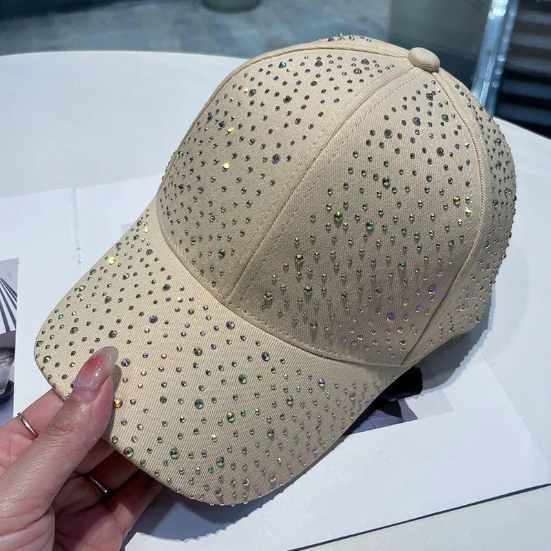 Men and Women Rhinestone Baseball Cap, Cotton, Diamonds, Hip Hop Snapback, Outdoor Visor, Sun Hats