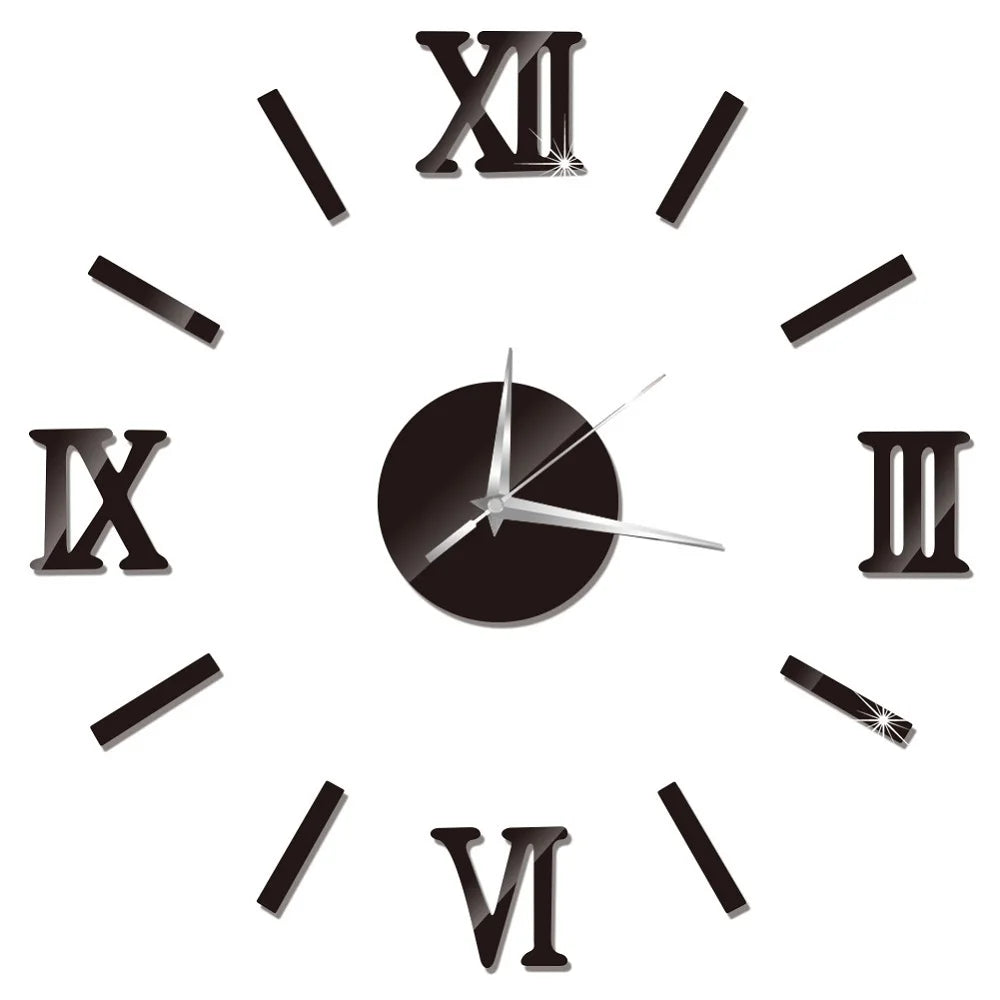 Creative Frameless Wall Clock, Silent Wall Sticker for Home, Acrylic Mirror Sticker, Wall Decor for Living Room and Office, DIY