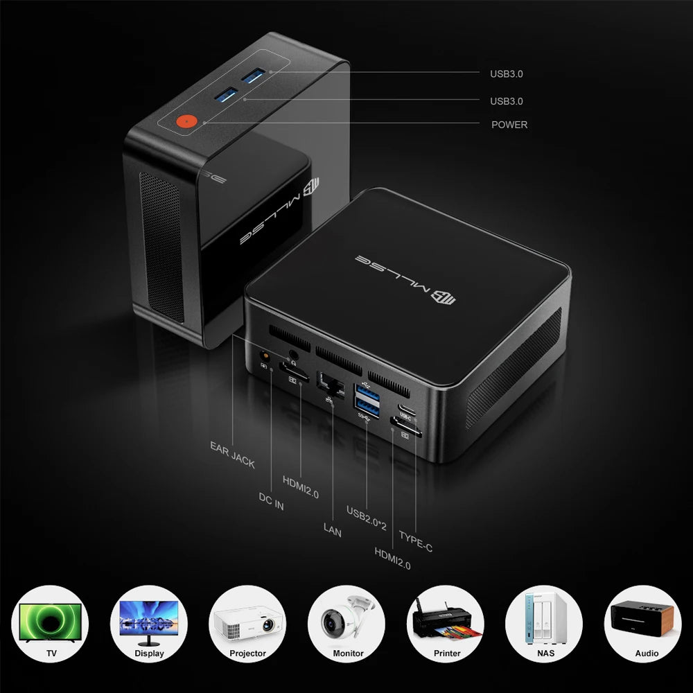 Mini PC MLLSE G1, AMD Ryzen5 5500U, DDR4 16 Go de RAM, SSD 512 Go, WiFi5, BT4.2, Windows 11 Pro, ordinateur de bureau miniature pour le jeu et le travail