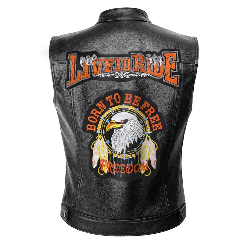 Hombres Moto Primavera Chaquetas SOA Punk Negro Motocicleta Chaleco Hijos de la Anarquía Cuero Moto Chaqueta Chaleco