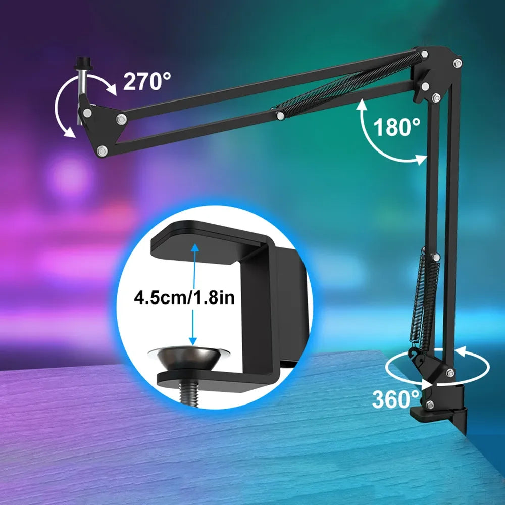 Haomuren – Kit microphone à condensateur cardioïde USB avec bras articulé pour studio et podcast