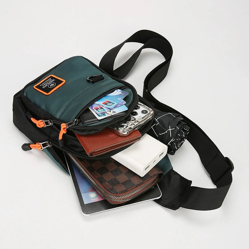 Bolso de pecho informal de Nylon para hombre, pequeño bolso de hombro para correr, ciclismo, cinturón, deporte al aire libre, bolso cruzado, riñonera de viaje para teléfono