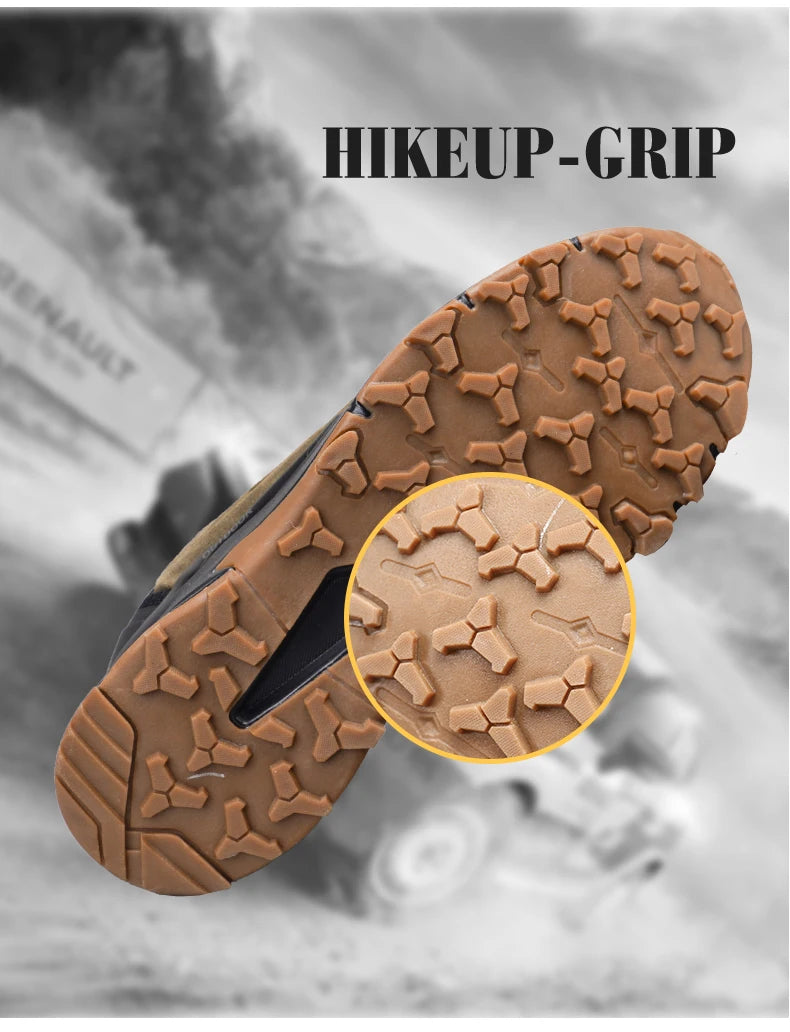 HIKEUP chaussures de randonnée pour hommes Sports de plein air Camping chasse marche chaussure daim cuir véritable respirant Sneaker antidérapant