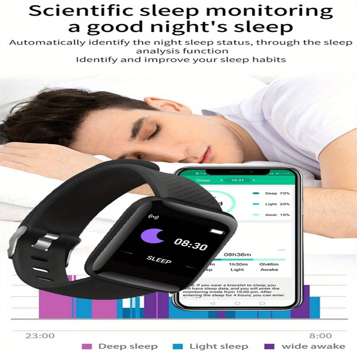 Sport Mode Smartwatches Multi-function Bracelet USB Plug-in Charging Women Fitness Men Smartwatch for Android Phone