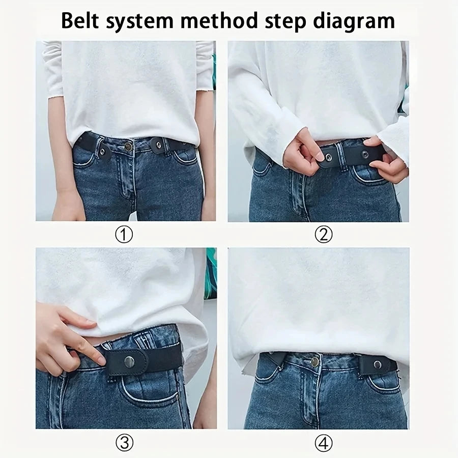 Buckle-free belt for jeans, dresses, stretchy elastic buckleless waist belt for women/men, no bulge, no hassle, 1 piece