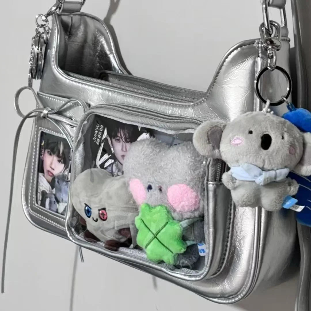 Y2k Harajuku bolso de hombro para mujer coreano transparente Ita bolso escolar bandolera japonesa diseñador Preppy bolso de mano