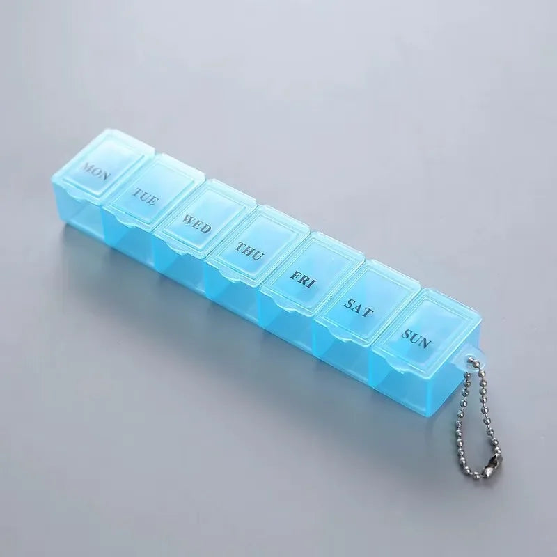 Weekly mini medicine box, storage organizer, 7-grid container, independent lattice, trendy