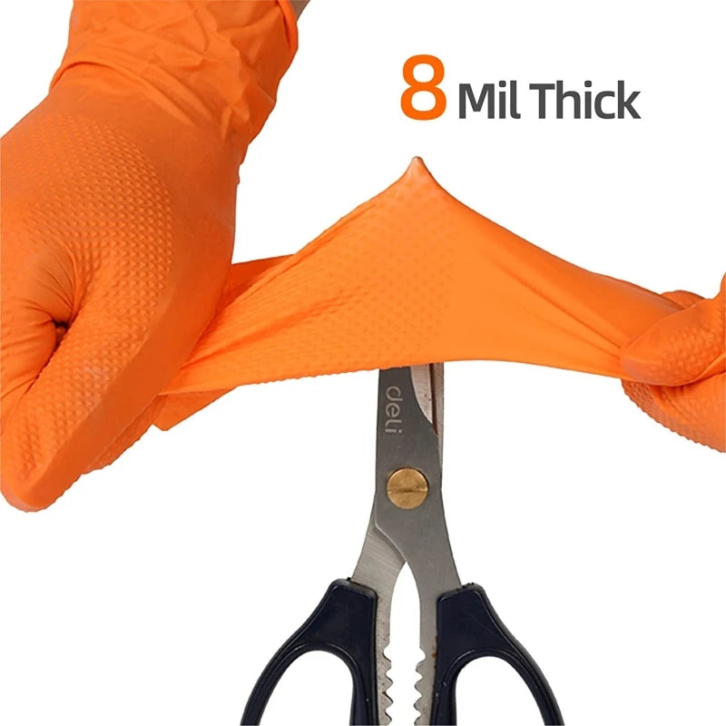 8mil Thick Nitrile Gloves, 30/50 Pieces, Industrial Disposable Gloves with Diamond Texture, Latex-Free, Heavy-Duty Mechanic Gloves for Automotive
