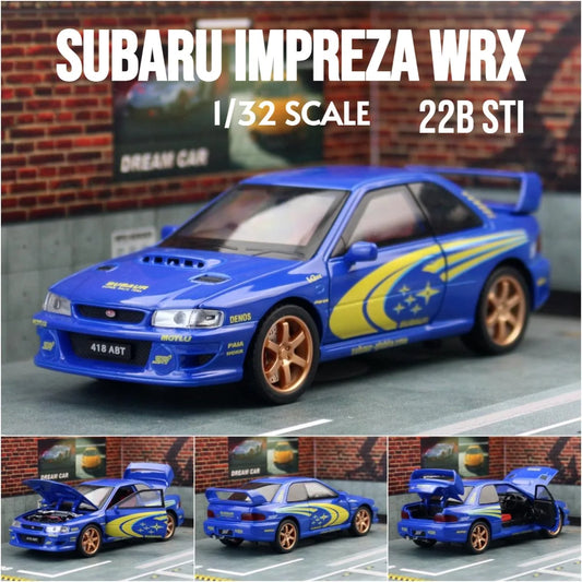 Simulation 1:32 Subaru Impreza WRX 22B STI Modified Diecast Alloy Metal Car Model Miniature Car for Kids Boys Birthday Gift