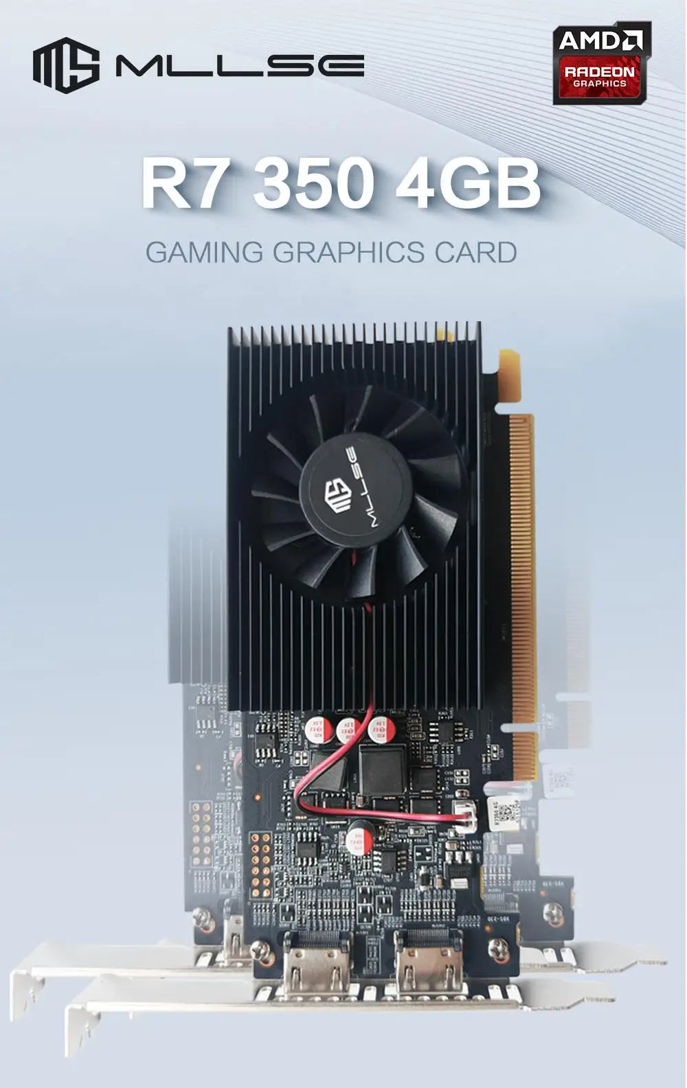 MLLSE AMD R7 350 4GB carte graphique GDDR3 128Bit PCI-E 3.0 Geforce GPU r7 350 carte vidéo De jeu Placa De vidéo