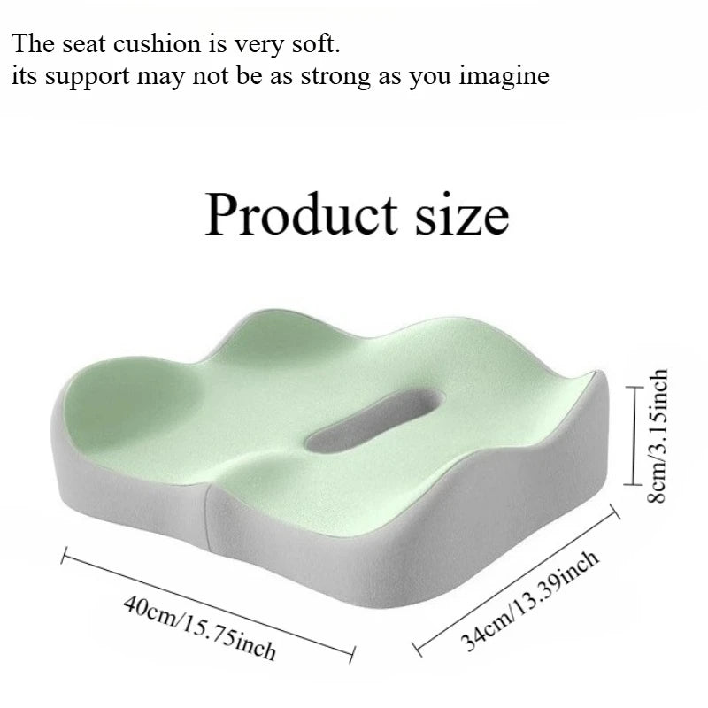 Coussin de siège en mousse à mémoire de forme, 1 pièce, support ergonomique 3D |   Vert clair et gris, polyester lavable, essentiels pour voiture/bureau